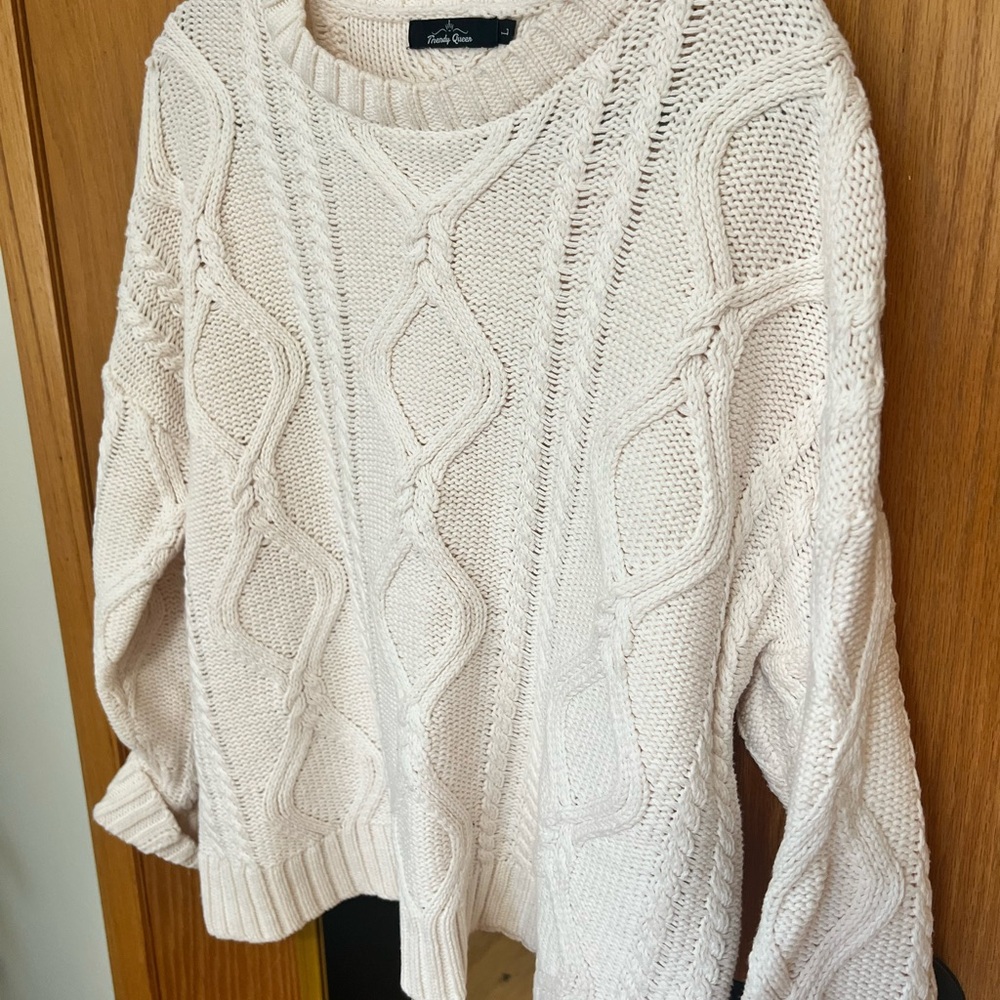Trendy Boutique Cream Cable Knit Turtleneck Sweater